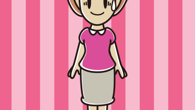 困惑する女性のイラスト【色、背景あり】PNG