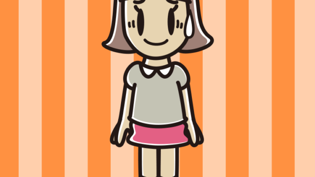 困惑する小学生女子のイラスト【色、背景あり】PNG