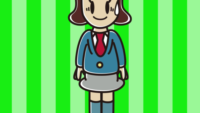 困惑する女子高校生のイラスト【色、背景あり】PNG