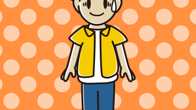 困惑する男子大学生のイラスト【色、背景あり】PNG