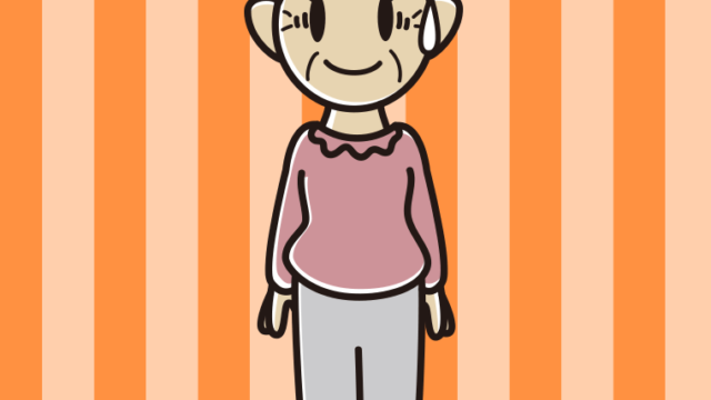 困惑するおばあさんのイラスト【色、背景あり】PNG