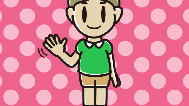 手を振る小学生男子のイラスト【色、背景あり】PNG