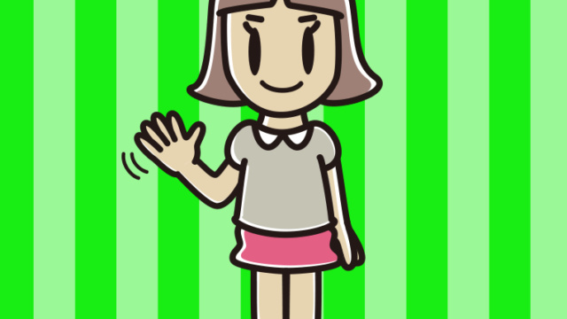 手を振る小学生女子のイラスト【色、背景あり】PNG