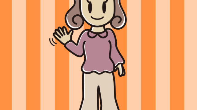 手を振る女子大学生のイラスト【色、背景あり】PNG