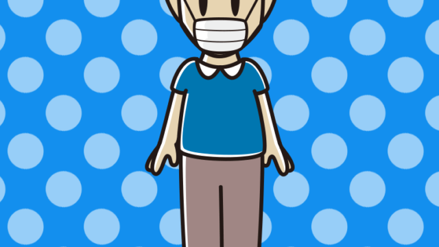 マスクをして立っている男性のイラスト【色、背景あり】PNG