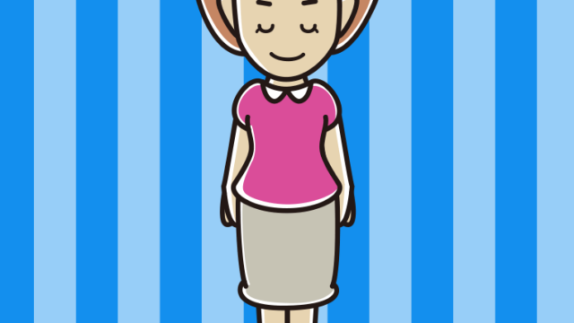 お辞儀する女性のイラスト【色、背景あり】PNG