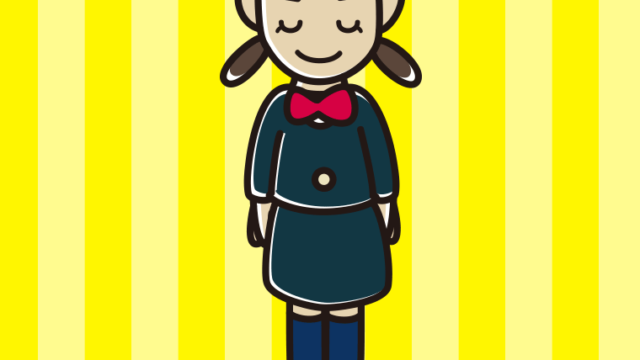 お辞儀する女子中学生のイラスト【色、背景あり】PNG