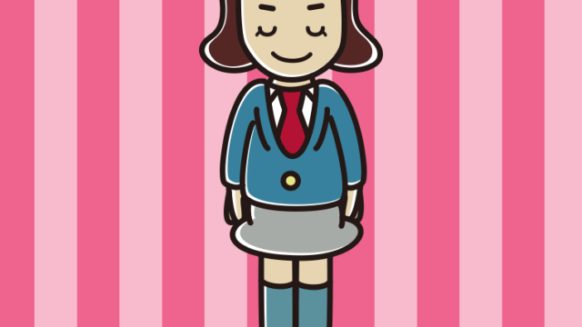 お辞儀する女子高校生のイラスト【色、背景あり】PNG
