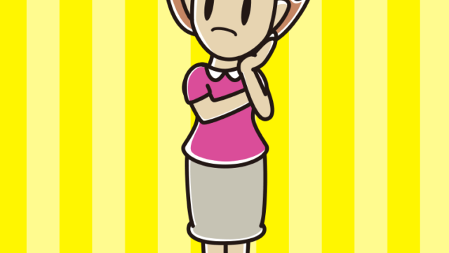 考えている女性のイラスト【色、背景あり】PNG