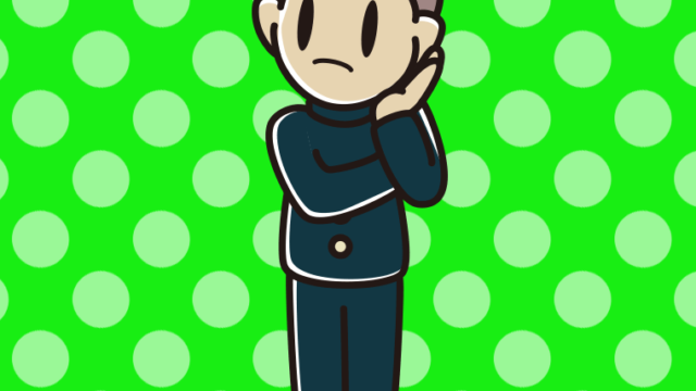 考えている男子中学生のイラスト【色、背景あり】PNG