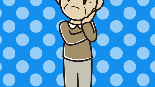 考えているおじいさんのイラスト【色、背景あり】PNG