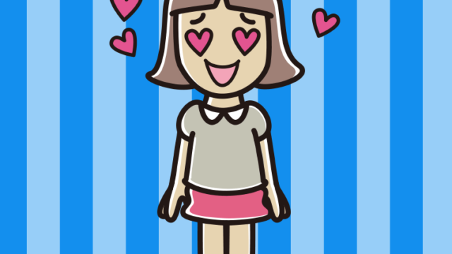 目がハートの小学生女子のイラスト【色、背景あり】PNG