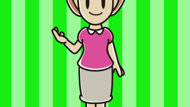 案内する女性のイラスト【色、背景あり】PNG