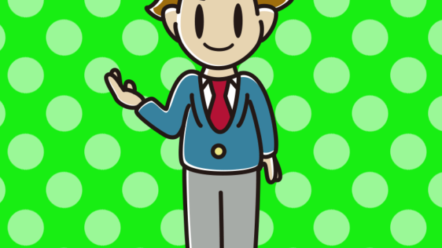 案内する男子高校生のイラスト【色、背景あり】PNG