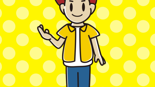 案内する男子大学生のイラスト【色、背景あり】PNG