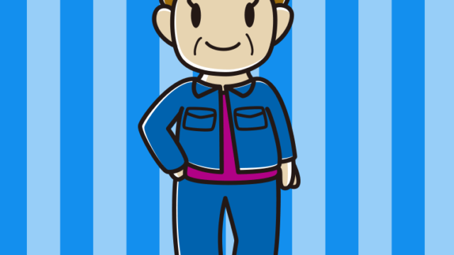 デニムオンデニムのおばさんのイラスト【色、背景あり】PNG