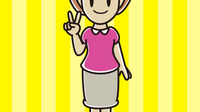 ピースをする女性のイラスト【色、背景あり】PNG