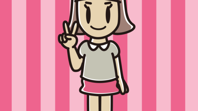 ピースをする小学生女子のイラスト【色、背景あり】PNG