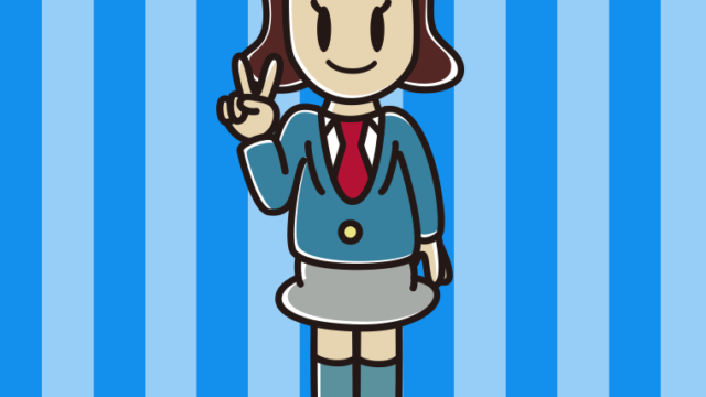 ピースをする女子高校生のイラスト【色、背景あり】PNG