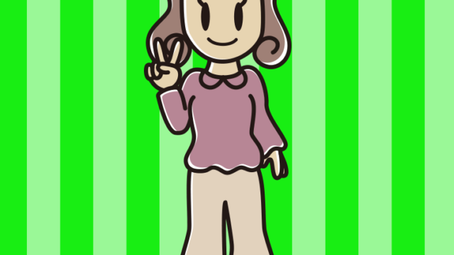 ピースをする女子大学生のイラスト【色、背景あり】PNG