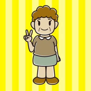【フリー素材】ピースをするおばさんのイラスト