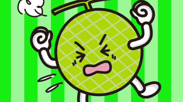 カンカンに怒るメロンちゃんのイラスト【色、背景あり】PNG