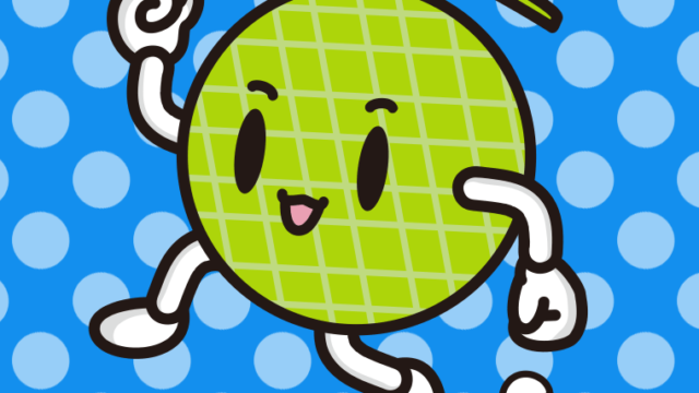 走るメロンちゃんのイラスト【色、背景あり】PNG
