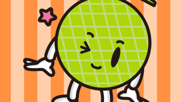 ウインクするメロンちゃんのイラスト【色、背景あり】PNG