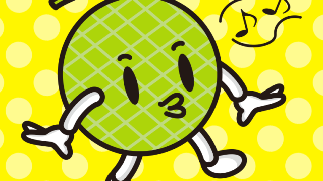 口笛を吹くメロンちゃんのイラスト【色、背景あり】PNG