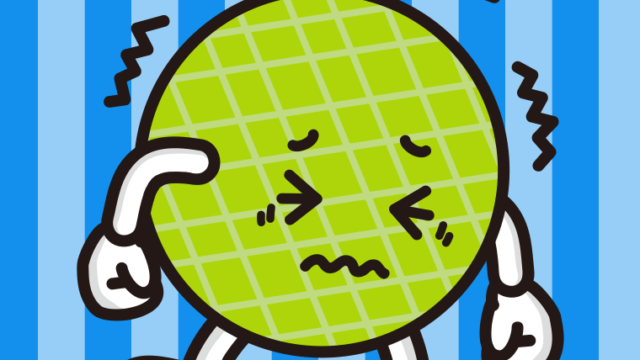 ブルブル震えるメロンちゃんのイラスト【色、背景あり】PNG