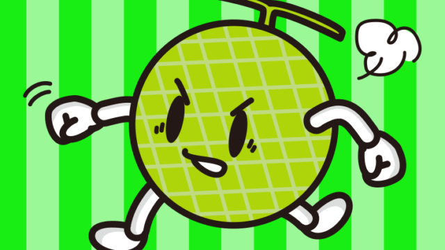 パンチするメロンちゃんのイラスト【色、背景あり】PNG