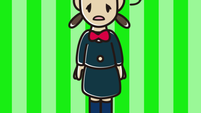ぼーっとする女子中学生のイラスト【色、背景あり】PNG