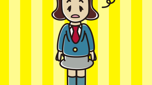 ぼーっとする女子高校生のイラスト【色、背景あり】PNG