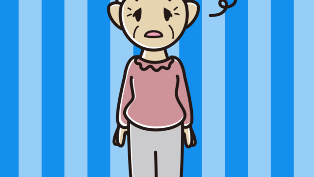 ぼーっとするおばあさんのイラスト【色、背景あり】PNG