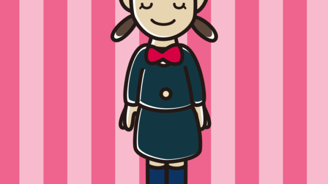 目を閉じる女子中学生のイラスト【色、背景あり】PNG