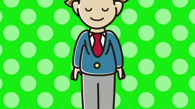 目を閉じる男子高校生のイラスト【色、背景あり】PNG