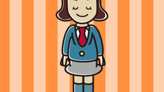 目を閉じる女子高校生のイラスト【色、背景あり】PNG