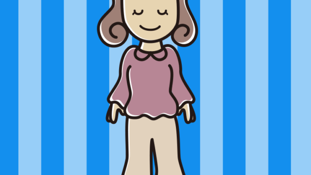 目を閉じる女子大学生のイラスト【色、背景あり】PNG