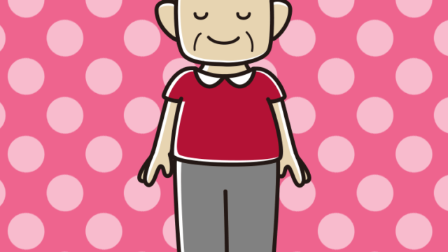 目を閉じるおじさんのイラスト【色、背景あり】PNG