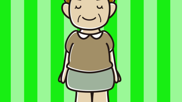 目を閉じるおばさんのイラスト【色、背景あり】PNG