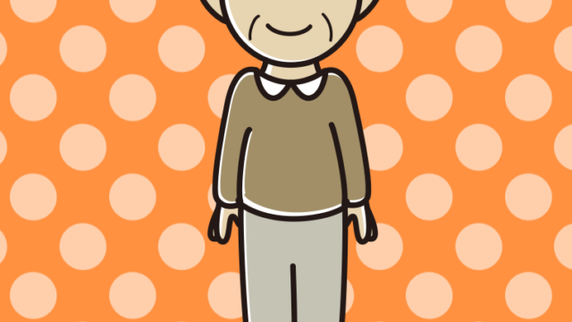 目を閉じるおじいさんのイラスト【色、背景あり】PNG