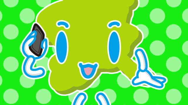 スマホで電話する群馬ちゃんのイラスト【色、背景あり】PNG