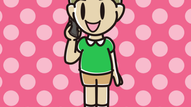 スマホで話す小学生男子のイラスト【色、背景あり】PNG