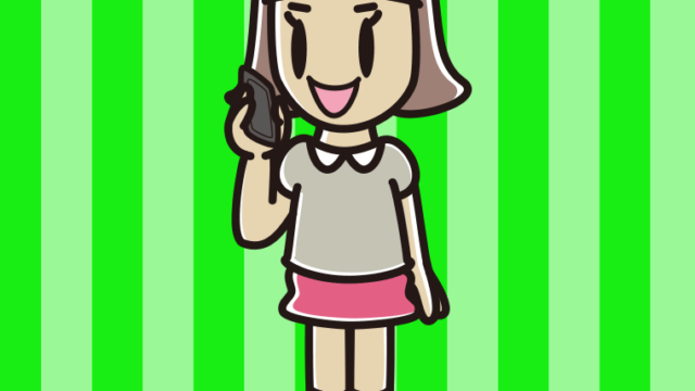 スマホで話す小学生女子のイラスト【色、背景あり】PNG