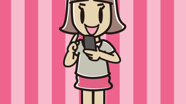 スマホを操作しながら話す小学生女子のイラスト【色、背景あり】PNG