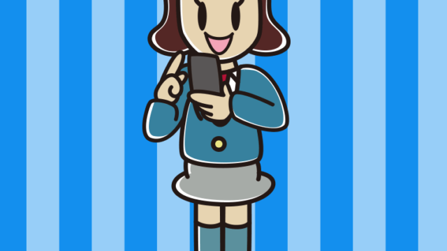 スマホを操作しながら話す女子高校生のイラスト【色、背景あり】PNG