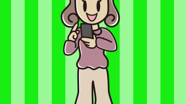 スマホを操作しながら話す女子大学生のイラスト【色、背景あり】PNG