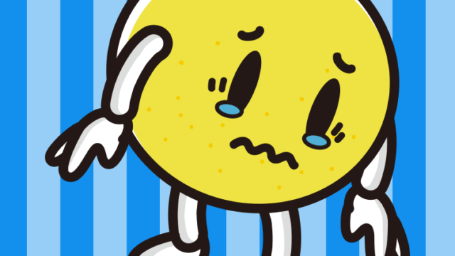 泣くグレープフルーツちゃんのイラスト【色、背景あり】PNG