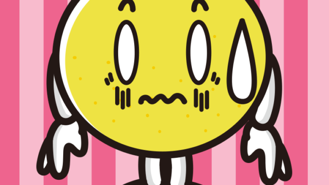 ショックを受けるグレープフルーツちゃんのイラスト【色、背景あり】PNG