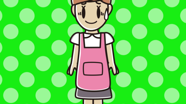 苦笑いするお母さんのイラスト【色、背景あり】PNG